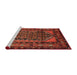 Sideview of Machine Washable Traditional Tomato Red Rug, wshtr3410