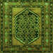 Round Machine Washable Persian Green Traditional Area Rugs, wshtr3410grn