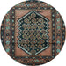 Round Persian Light Blue Traditional Rug, tr3410lblu