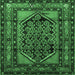 Square Machine Washable Persian Emerald Green Traditional Area Rugs, wshtr3410emgrn