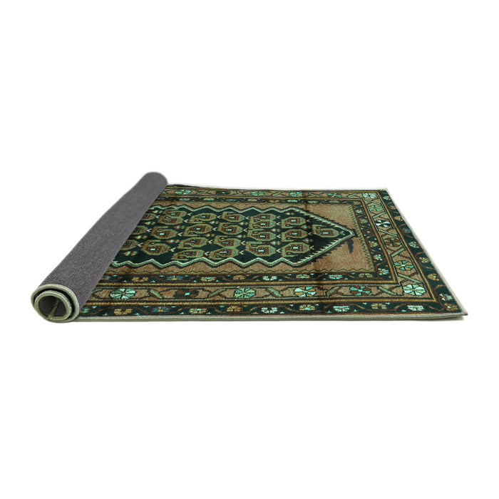 Sideview of Persian Turquoise Traditional Rug, tr3410turq