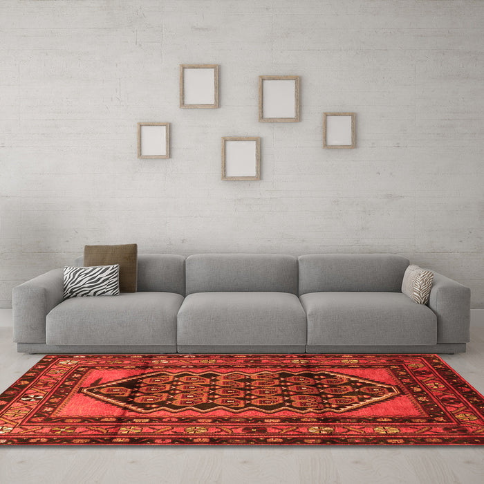 Machine Washable Persian Orange Traditional Area Rugs in a Living Room, wshtr3410org