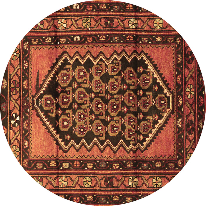 Round Persian Brown Traditional Rug, tr3410brn