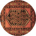 Round Persian Brown Traditional Rug, tr3410brn