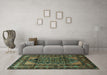 Machine Washable Persian Turquoise Traditional Area Rugs in a Living Room,, wshtr3410turq