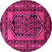 Round Machine Washable Persian Pink Traditional Rug, wshtr3410pnk