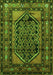 Serging Thickness of Machine Washable Persian Green Traditional Area Rugs, wshtr3410grn