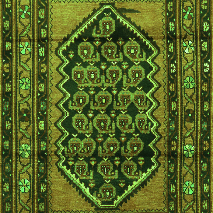 Serging Thickness of Machine Washable Persian Green Traditional Area Rugs, wshtr3410grn