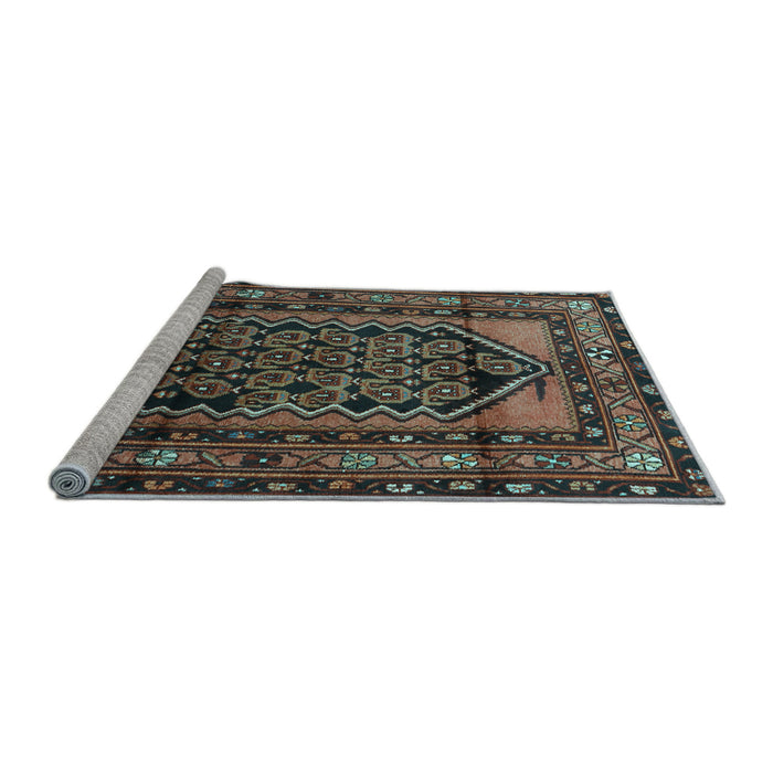 Sideview of Machine Washable Persian Light Blue Traditional Rug, wshtr3410lblu