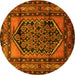 Round Persian Yellow Traditional Rug, tr3410yw