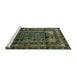 Sideview of Machine Washable Persian Turquoise Traditional Area Rugs, wshtr3410turq