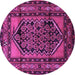 Round Machine Washable Persian Purple Traditional Area Rugs, wshtr3410pur