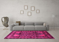 Machine Washable Persian Pink Traditional Rug, wshtr3410pnk