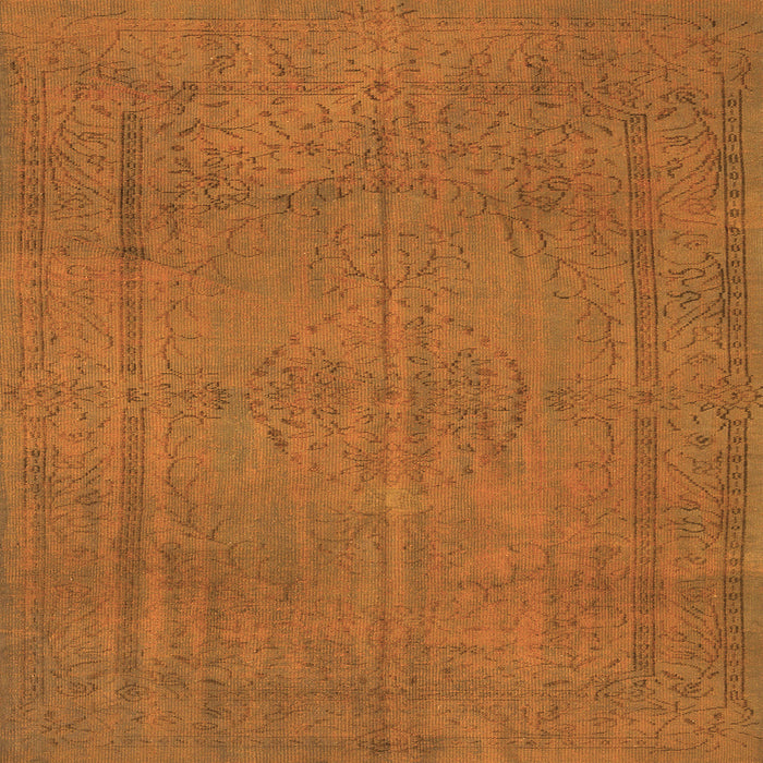 Round Machine Washable Persian Orange Traditional Area Rugs, wshtr3411org