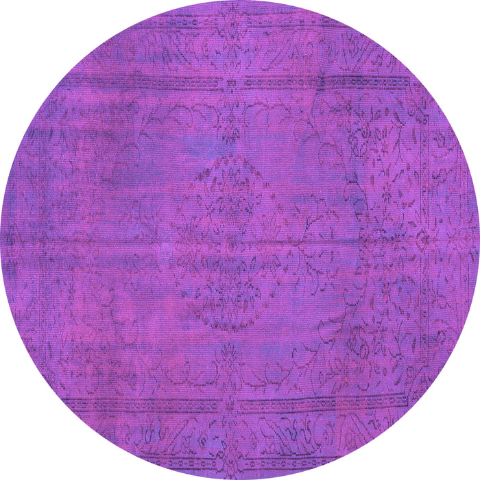 Round Persian Purple Traditional Rug, tr3411pur
