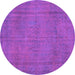 Round Persian Purple Traditional Rug, tr3411pur