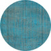 Round Persian Light Blue Traditional Rug, tr3411lblu