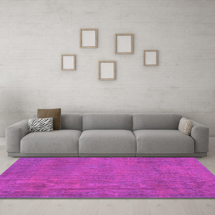 Machine Washable Persian Pink Traditional Rug in a Living Room, wshtr3411pnk