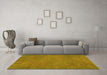 Machine Washable Persian Yellow Traditional Rug in a Living Room, wshtr3411yw