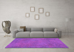 Machine Washable Persian Purple Traditional Area Rugs in a Living Room, wshtr3411pur