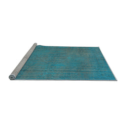 Sideview of Machine Washable Persian Light Blue Traditional Rug, wshtr3411lblu