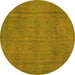 Round Persian Yellow Traditional Rug, tr3411yw