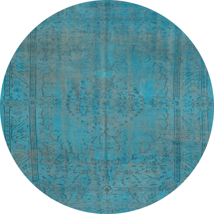 Round Machine Washable Persian Light Blue Traditional Rug, wshtr3411lblu