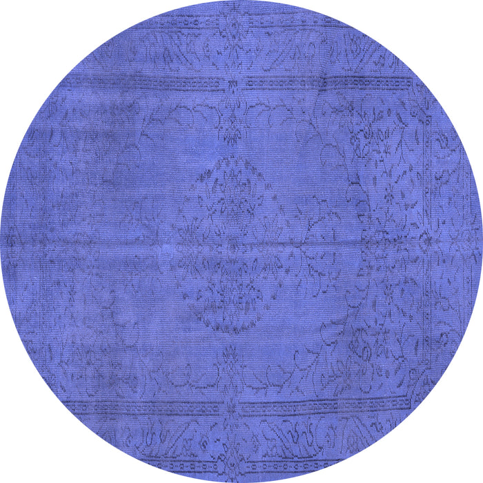 Round Persian Blue Traditional Rug, tr3411blu