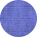 Round Persian Blue Traditional Rug, tr3411blu