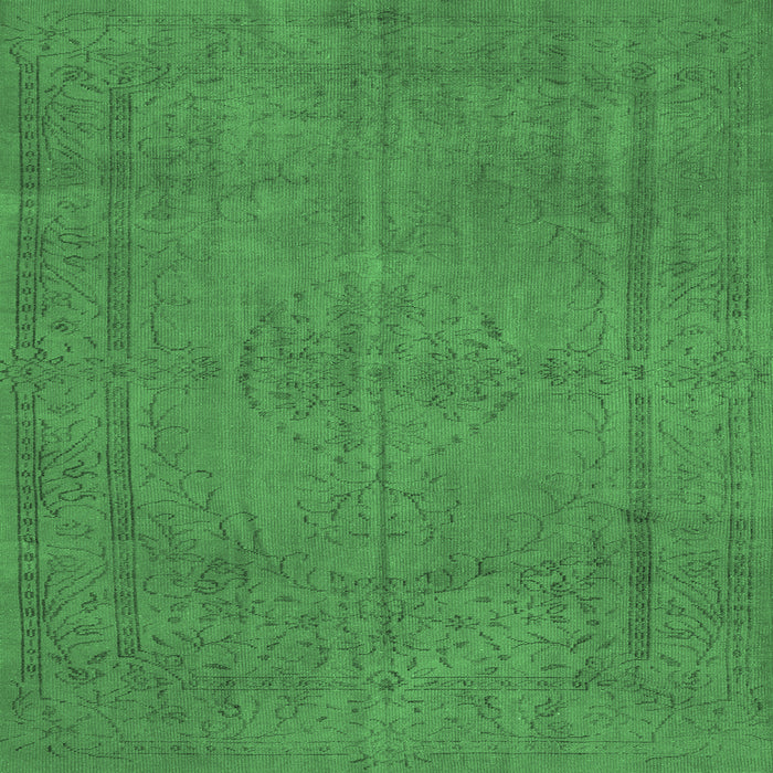 Square Machine Washable Persian Emerald Green Traditional Area Rugs, wshtr3411emgrn