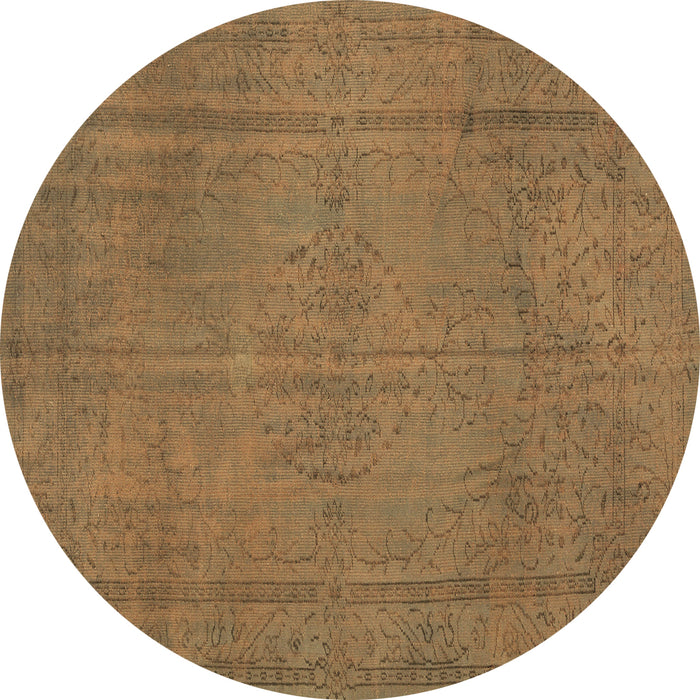 Round Persian Brown Traditional Rug, tr3411brn