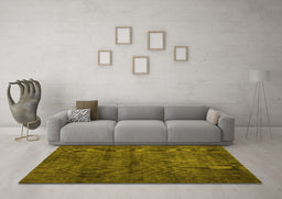 Machine Washable Persian Yellow Traditional Rug in a Living Room, wshtr3412yw