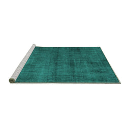 Sideview of Machine Washable Persian Turquoise Traditional Area Rugs, wshtr3412turq