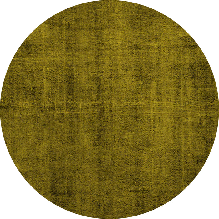 Round Machine Washable Persian Yellow Traditional Rug, wshtr3412yw
