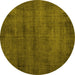 Round Persian Yellow Traditional Rug, tr3412yw