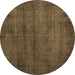 Round Persian Brown Traditional Rug, tr3412brn