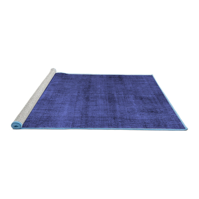 Sideview of Machine Washable Persian Blue Traditional Rug, wshtr3412blu