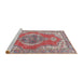 Sideview of Machine Washable Traditional Brown Red Rug, wshtr3413