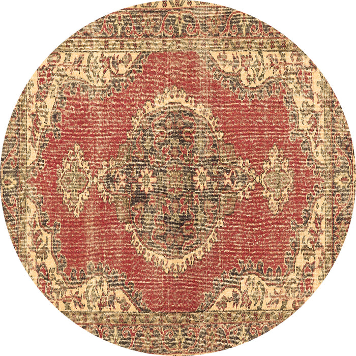 Round Machine Washable Persian Brown Traditional Rug, wshtr3413brn