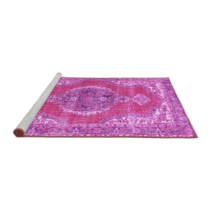 Sideview of Machine Washable Persian Pink Traditional Rug, wshtr3413pnk