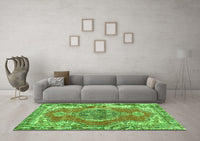 Machine Washable Persian Green Traditional Rug, wshtr3413grn