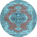 Round Persian Light Blue Traditional Rug, tr3413lblu