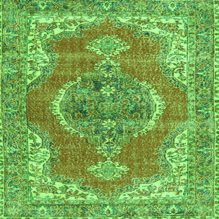 Round Machine Washable Persian Green Traditional Area Rugs, wshtr3413grn