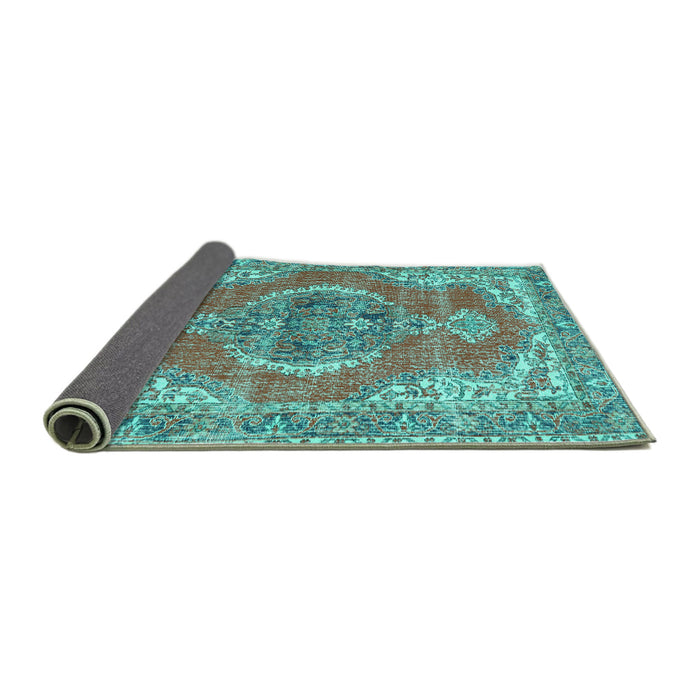 Sideview of Persian Turquoise Traditional Rug, tr3413turq