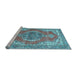 Sideview of Machine Washable Persian Light Blue Traditional Rug, wshtr3413lblu