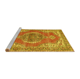 Sideview of Machine Washable Persian Yellow Traditional Rug, wshtr3413yw