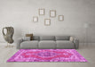 Machine Washable Persian Pink Traditional Rug in a Living Room, wshtr3413pnk