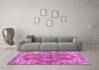 Machine Washable Persian Pink Traditional Rug, wshtr3413pnk