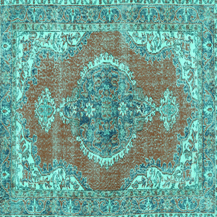 Square Persian Turquoise Traditional Rug, tr3413turq