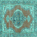 Square Persian Turquoise Traditional Rug, tr3413turq